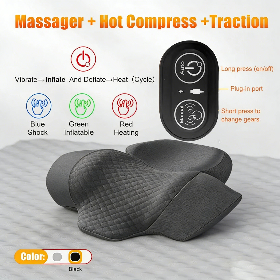 Neck Massage Pillow Heating Vibration Neck Massage Protect Cervical Spine Help Solve Sleep Problems