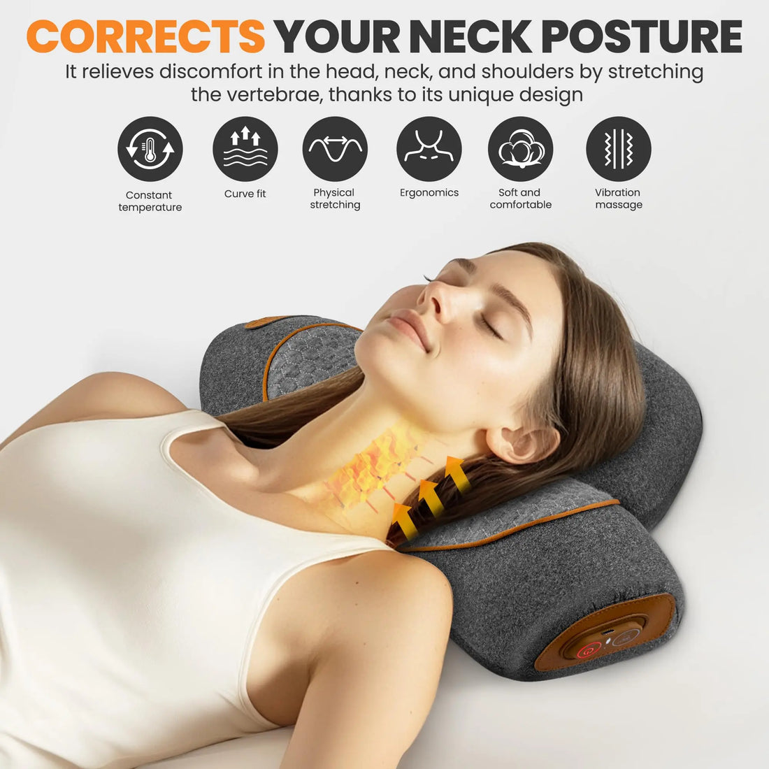 Neck Massage Pillow Heating Vibration Neck Massage Protect Cervical Spine Help Solve Sleep Problems