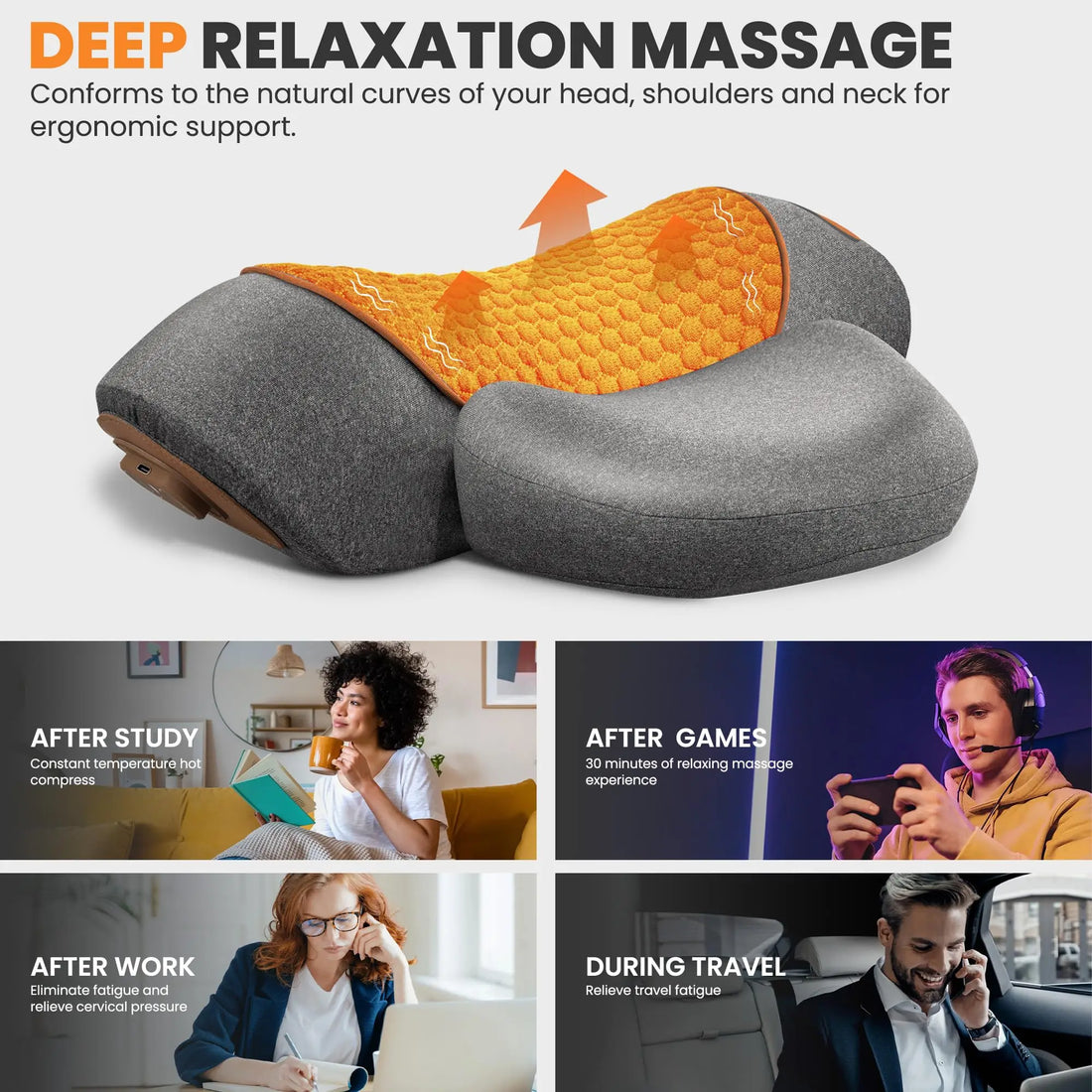 Neck Massage Pillow Heating Vibration Neck Massage Protect Cervical Spine Help Solve Sleep Problems