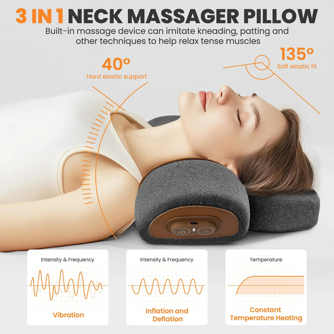 Neck Massage Pillow Heating Vibration Neck Massage Protect Cervical Spine Help Solve Sleep Problems